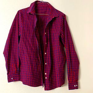 Flannel red and blue long sleeve shirt. Size L